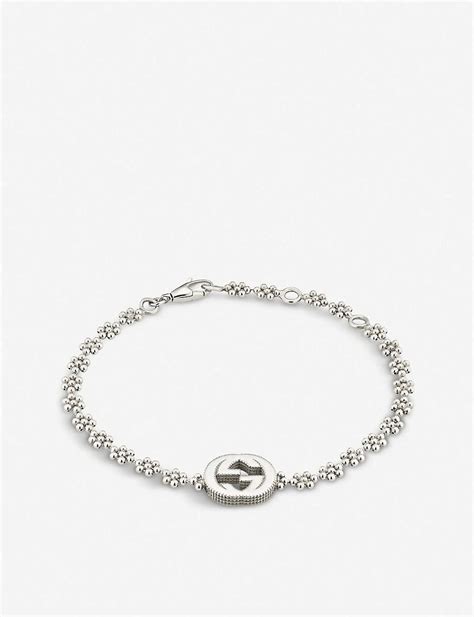 gucci bracelet sterling silver|gucci interlocking silver bracelet.